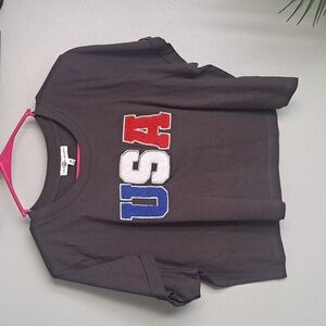 USA 🇺🇸  Boxy Crop Top Charcoal Gray Cotton Tee Sz M PTP:21.5 Length:18.5"